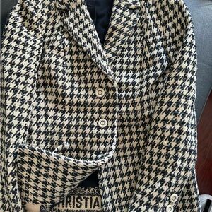 Dior beige and black checked tweed bar jacket FR38 Sold